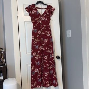 Long maxi dress floral maroon